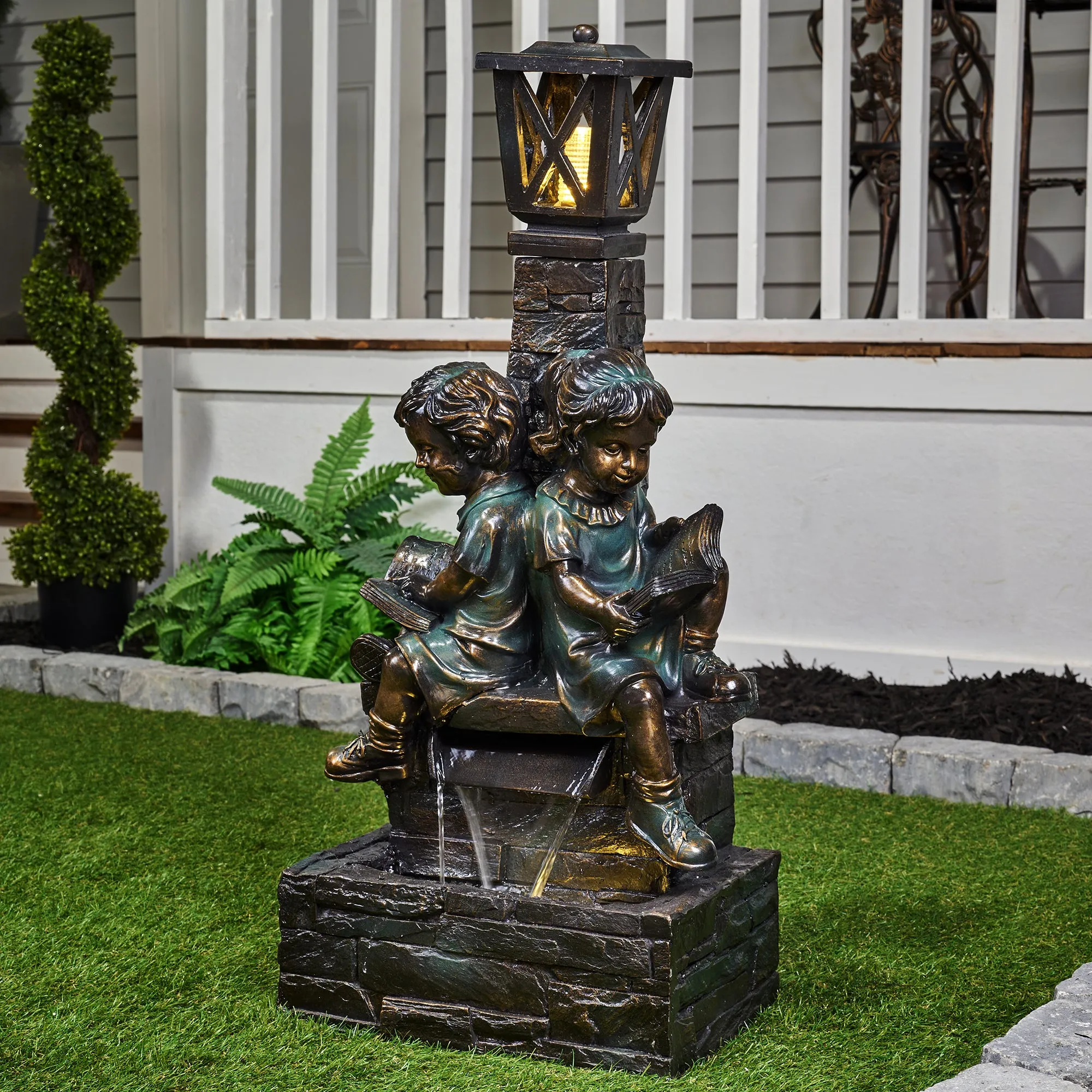 FountainKids Reading With  Lamp  Bronze Finish  With 2 Leds