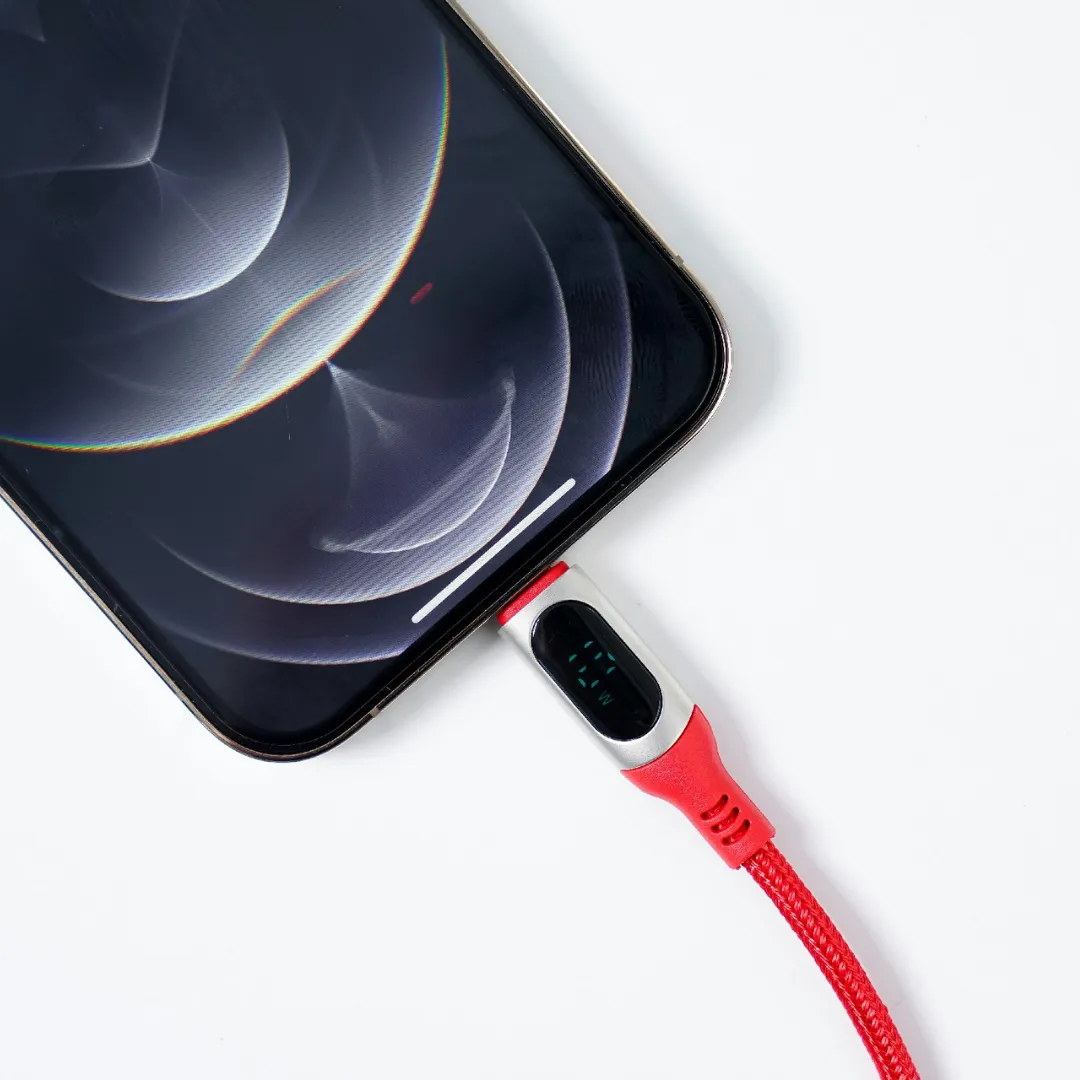 GADGET MAX GX21 USB TO LIGHTNING POWER DISPLAY CABLE (1M)(2.4A) - RED