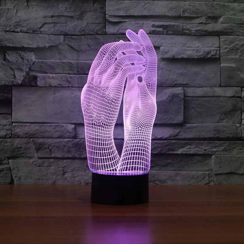 Hand Shake 3D Visual Lamp Colors Change Optical Illusion Touch Table Desk LED Night Light Decoration