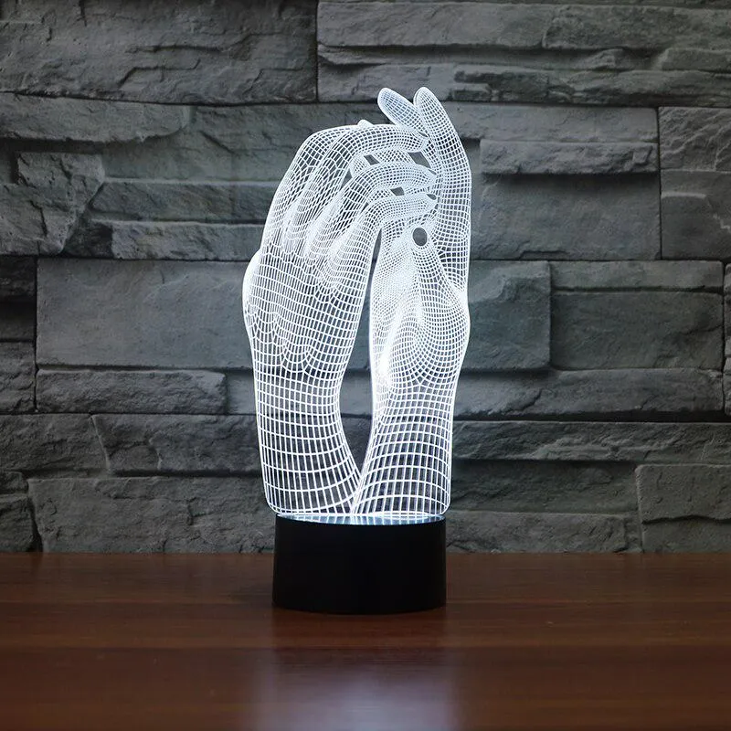 Hand Shake 3D Visual Lamp Colors Change Optical Illusion Touch Table Desk LED Night Light Decoration
