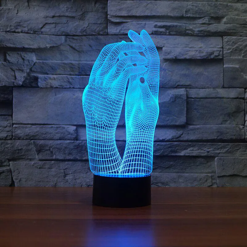 Hand Shake 3D Visual Lamp Colors Change Optical Illusion Touch Table Desk LED Night Light Decoration