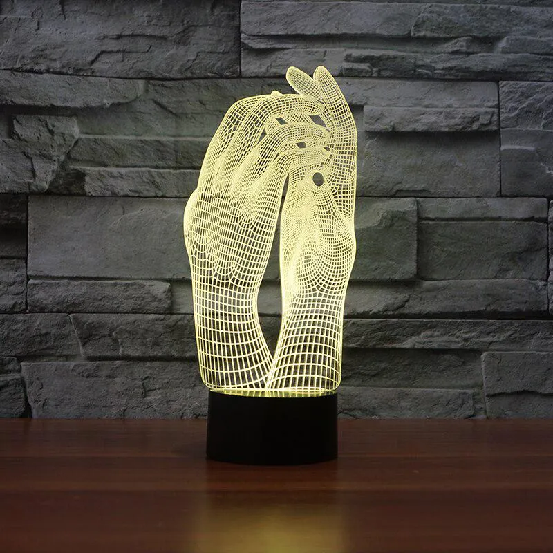 Hand Shake 3D Visual Lamp Colors Change Optical Illusion Touch Table Desk LED Night Light Decoration