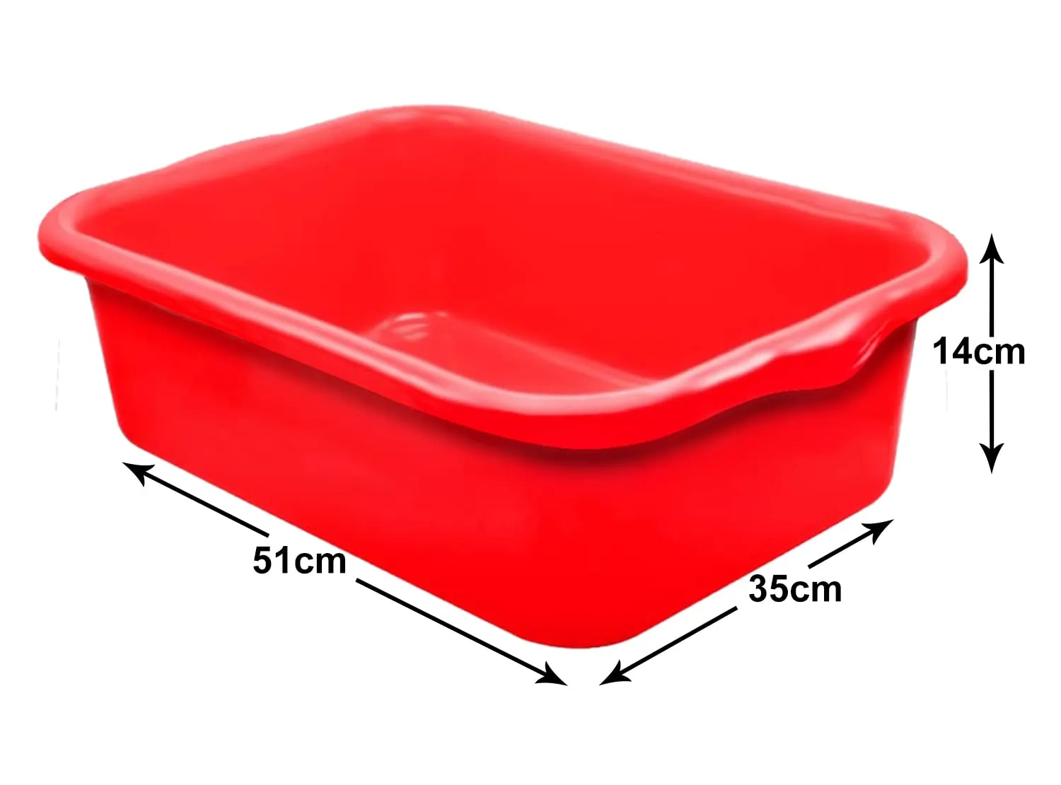 Heart Home Multiuses Rectangular Plastic Extra Large Tray, Organizer Pack of 3 (Red)