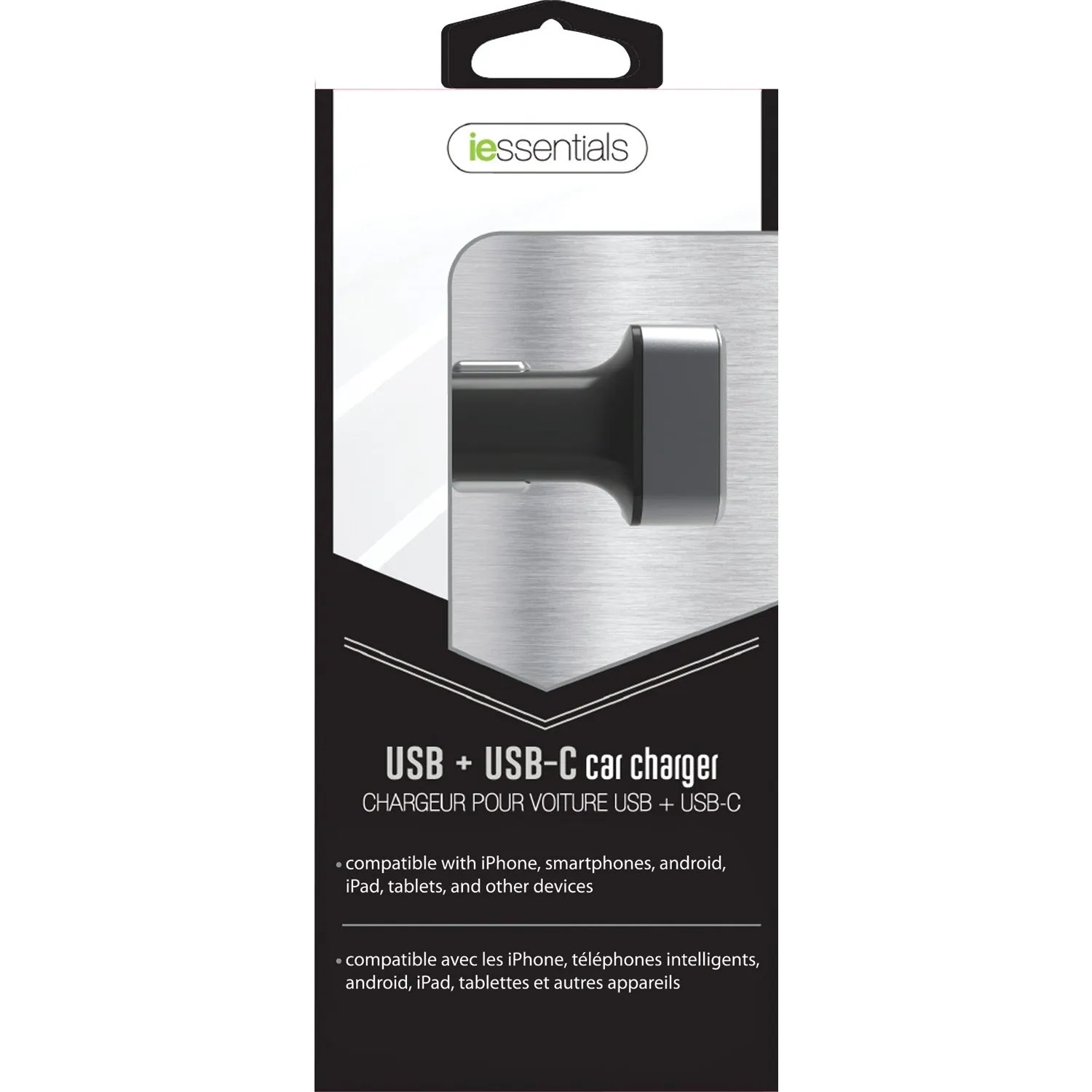 iEssentials IEN-PC42A1C-BK 4.1-Amp Car Charger, 2 USB-A & 1 USB-C