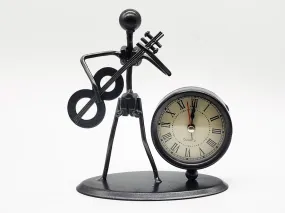 Jamboree!!! Classic Vintage Old Fashion Iron Art Musician Clock Figure Ornament for Home Office Desk Decoration Gift (Cello Clock)