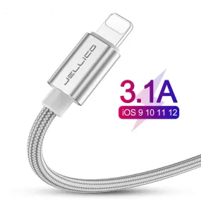 Jellico 3.1A Fast Charging USB Cable For iPhone XS Max XR X 8 7 6 6S 5 5S iPad Cord Mobile Phone Cable Fast Data Charging cable
