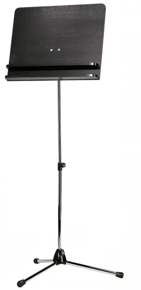 K&M 118/3 Chrome Orchestra Music Stand w/Black Wooden Desk