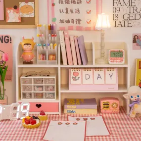 Kawaii Cream White Mini Desk Shelf Organizer