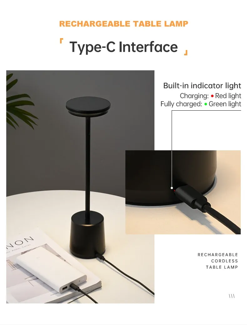LED Night Light Table Lamps Type-c Rechargeable 4400mA
