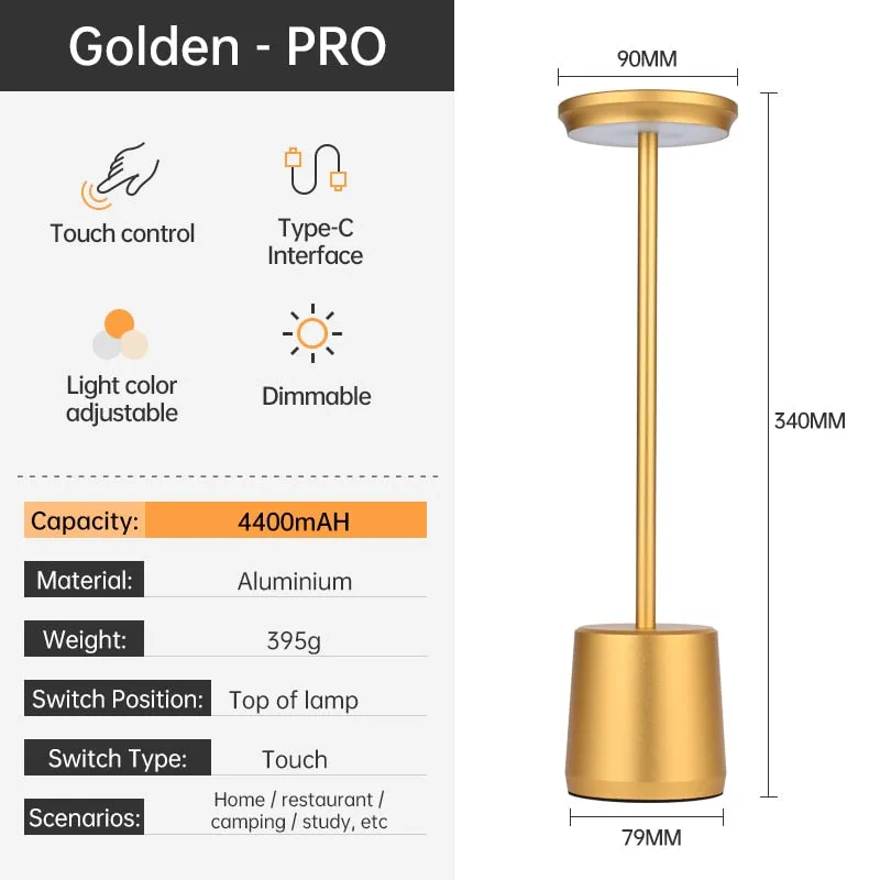 LED Night Light Table Lamps Type-c Rechargeable 4400mA