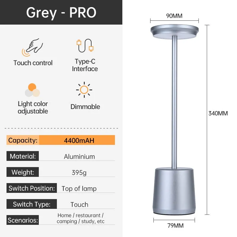 LED Night Light Table Lamps Type-c Rechargeable 4400mA