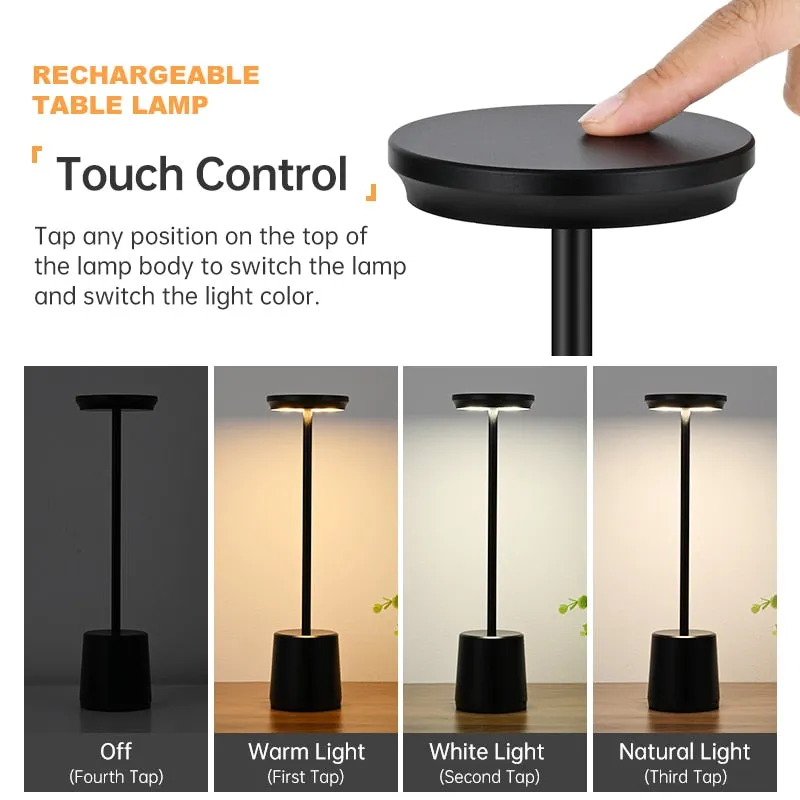 LED Night Light Table Lamps Type-c Rechargeable 4400mA