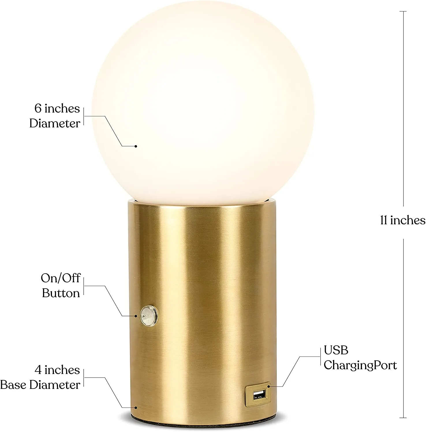 LED USB Side Table/Desk Lamp – Modern Lamp Light-Brass