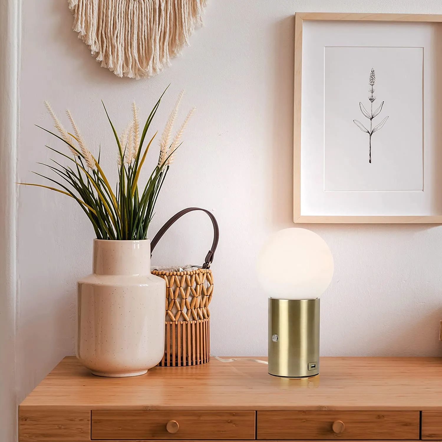 LED USB Side Table/Desk Lamp – Modern Lamp Light-Brass
