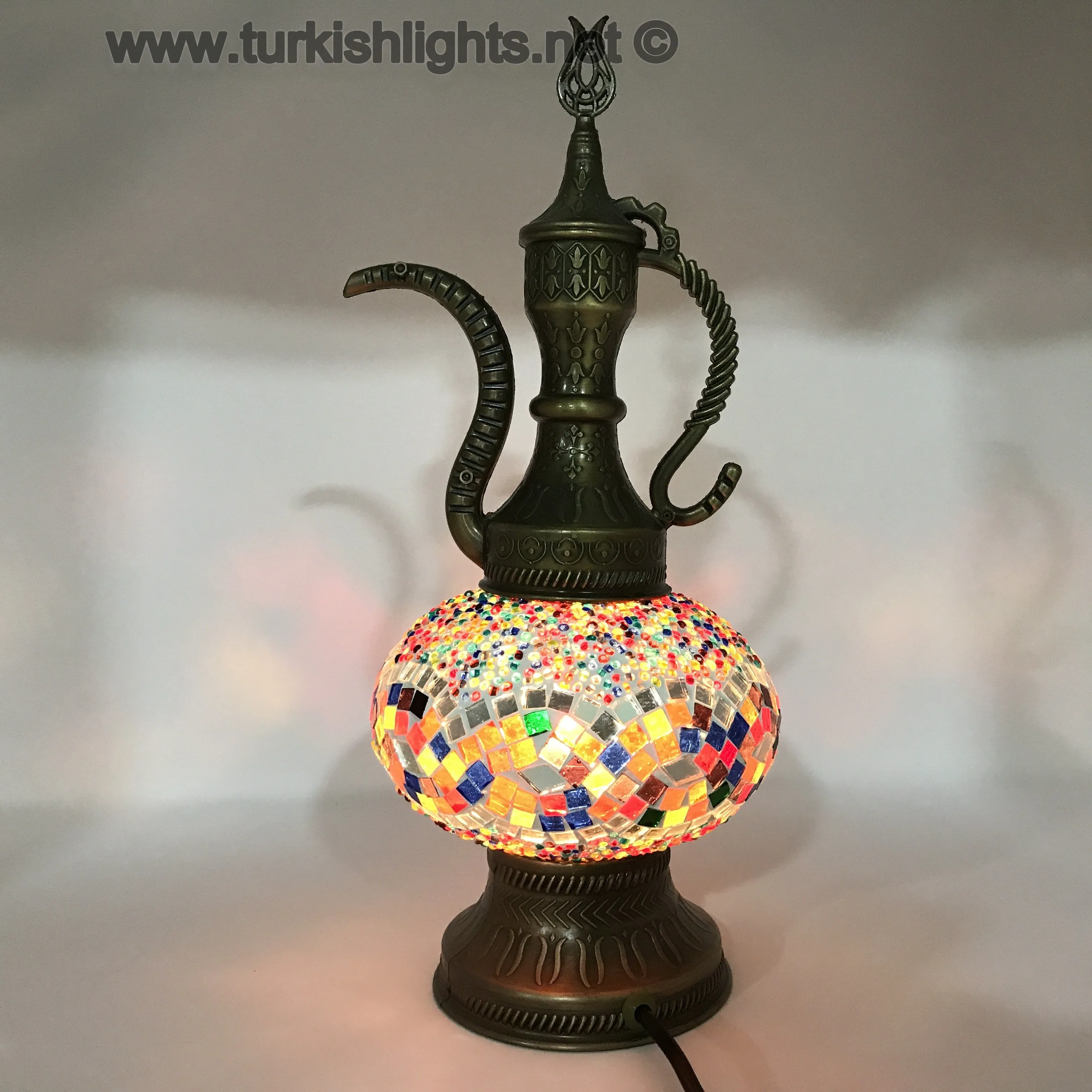Melidia Mosaic Table Lamp, Pitcher, Large Globe