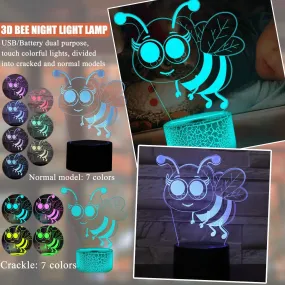 [MLS] Bee 3D Night Light LED Colorful 7 Color Table Lamp Bee Festival Decorations