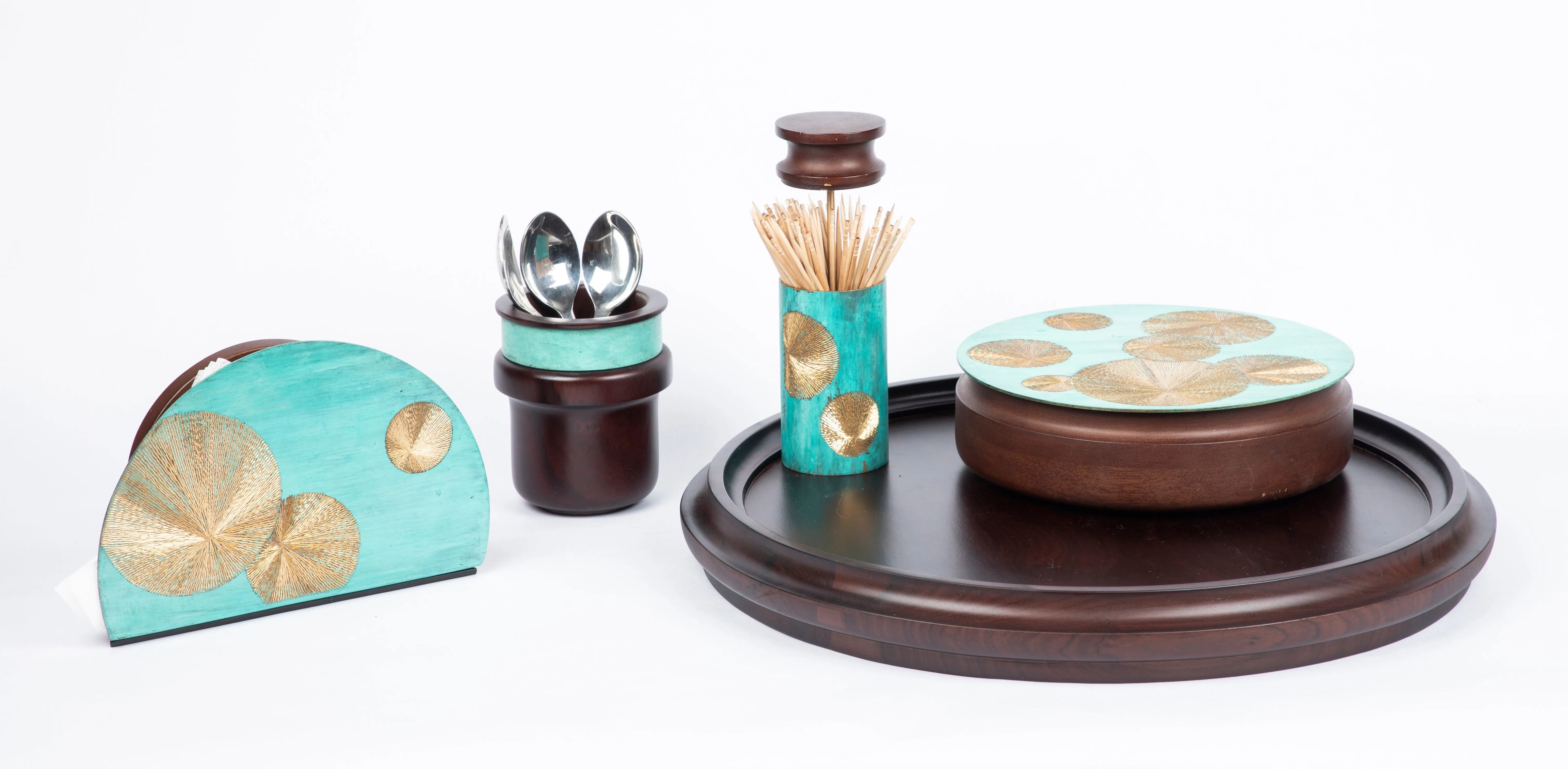 Mukhwaas Supari Pattern Toothpick Holder | Wood & Brass | Tableware Organizer