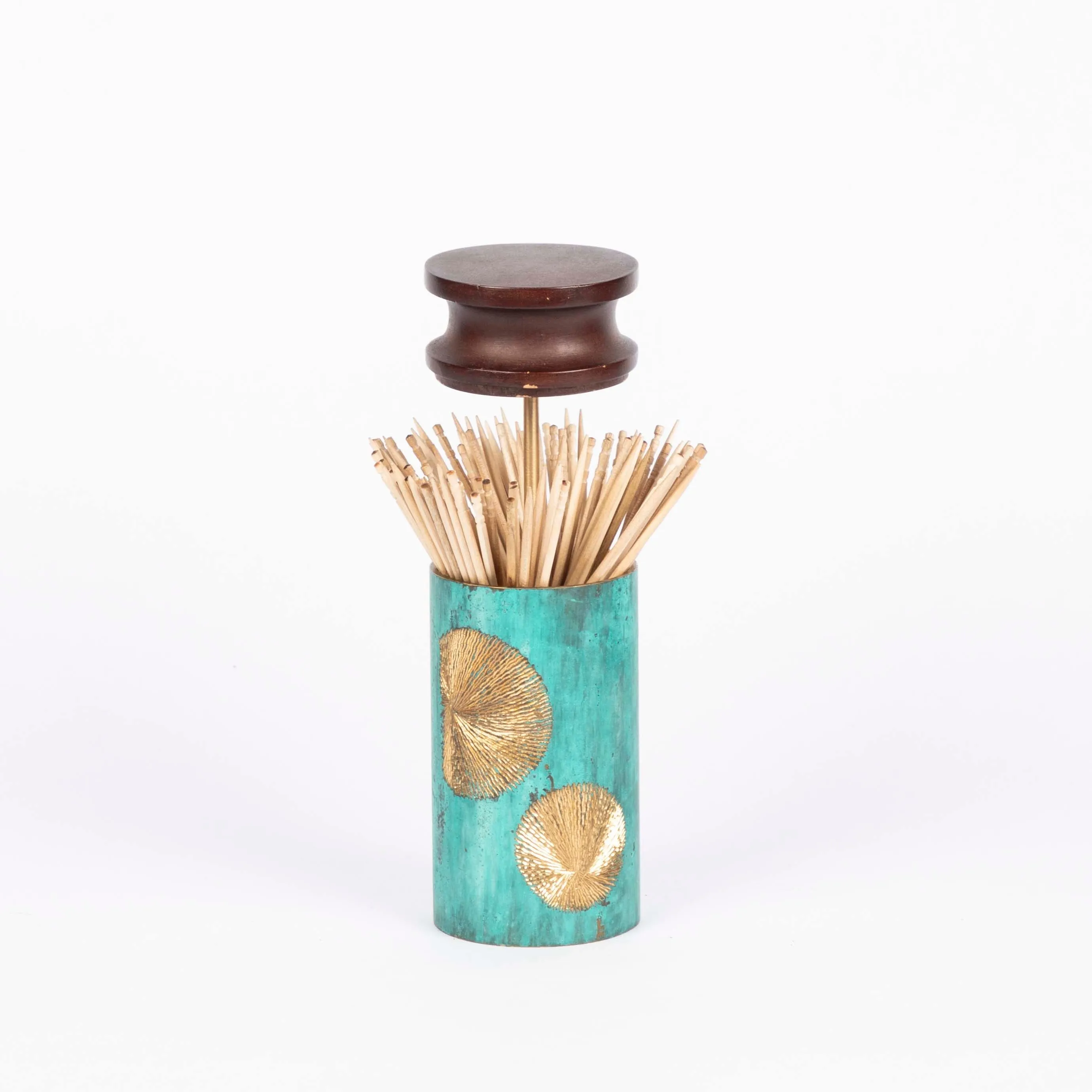 Mukhwaas Supari Pattern Toothpick Holder | Wood & Brass | Tableware Organizer