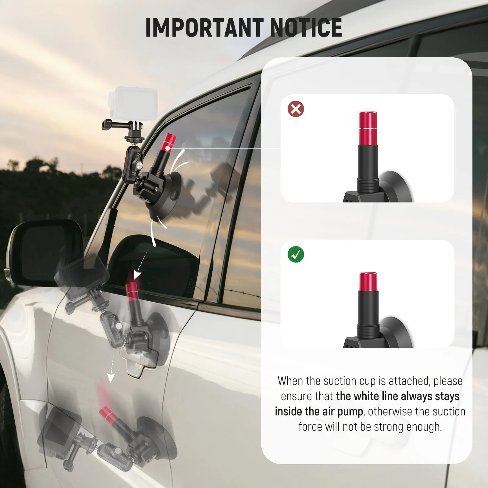 NEEWER CA067 Triple Suction Cup Camera Car Mount