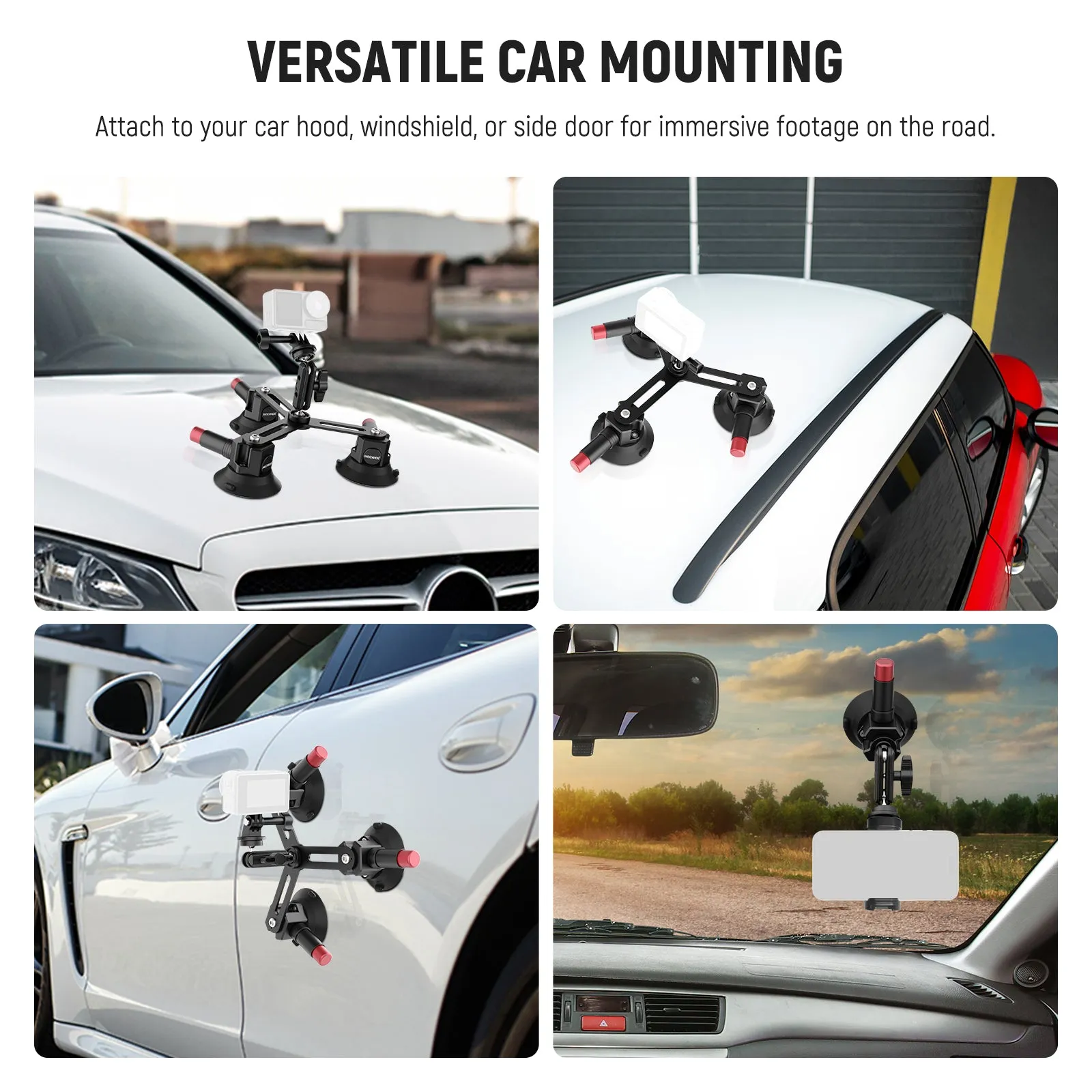 NEEWER CA067 Triple Suction Cup Camera Car Mount