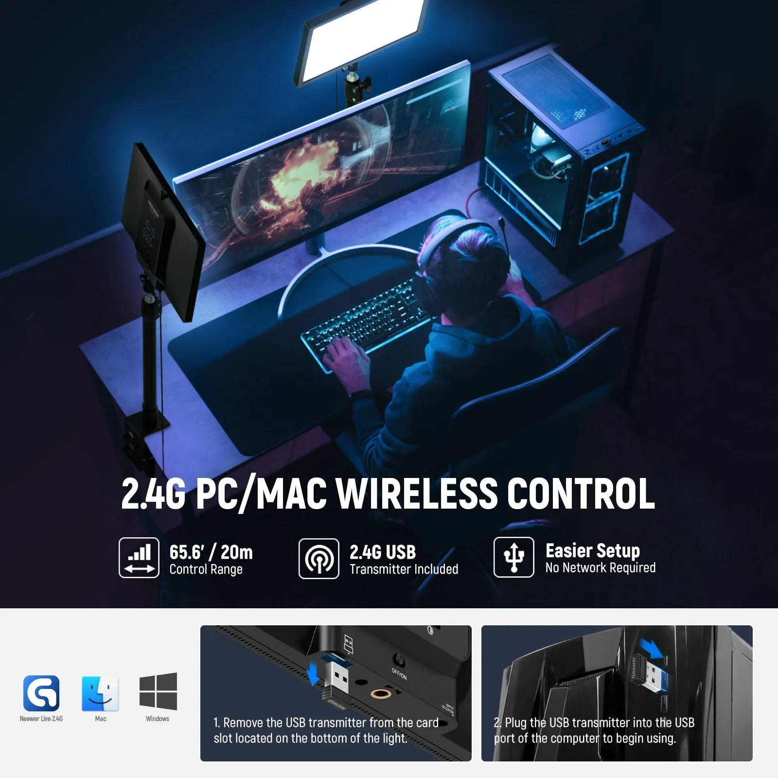 NEEWER GL25B 12.9" Streaming Key Light