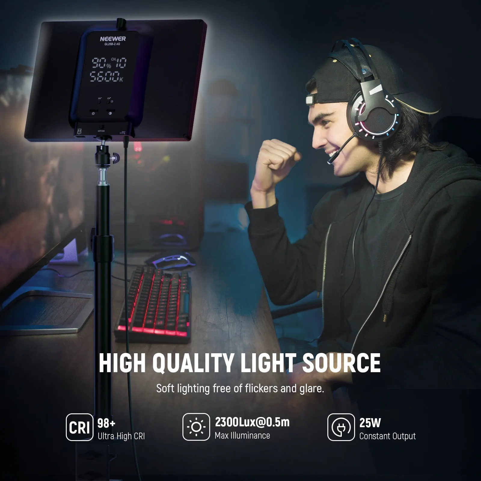 NEEWER GL25B 12.9" Streaming Key Light