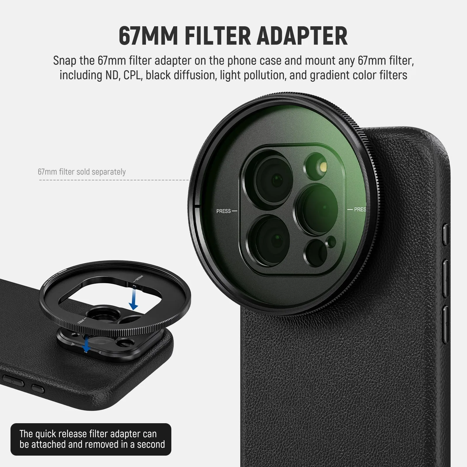 NEEWER PA053/PA054 Case for iPhone 15 Pro/Pro Max with 17mm/67mm Adapters