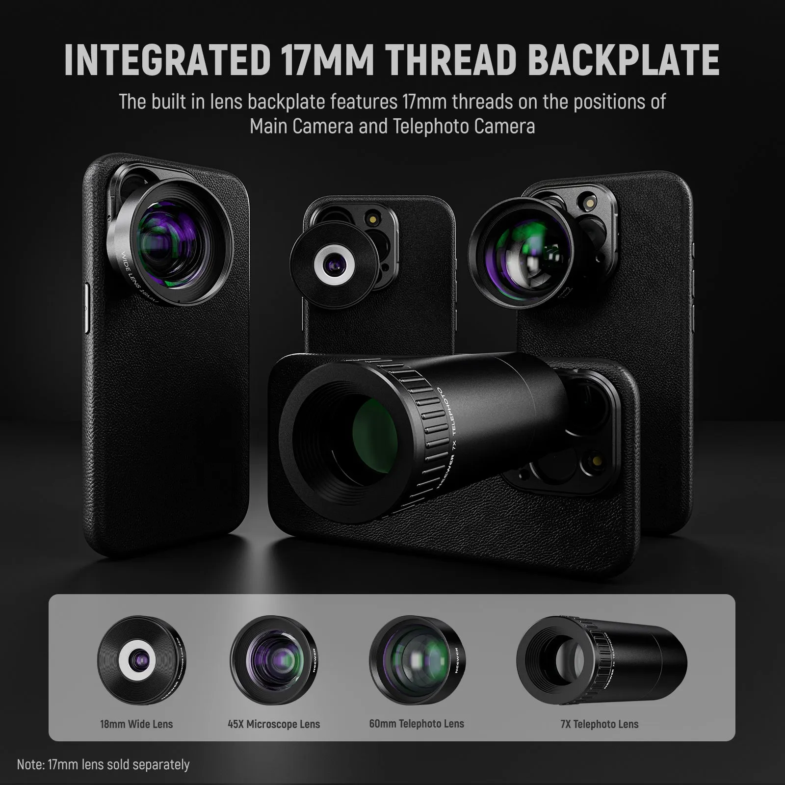 NEEWER PA053/PA054 Case for iPhone 15 Pro/Pro Max with 17mm/67mm Adapters
