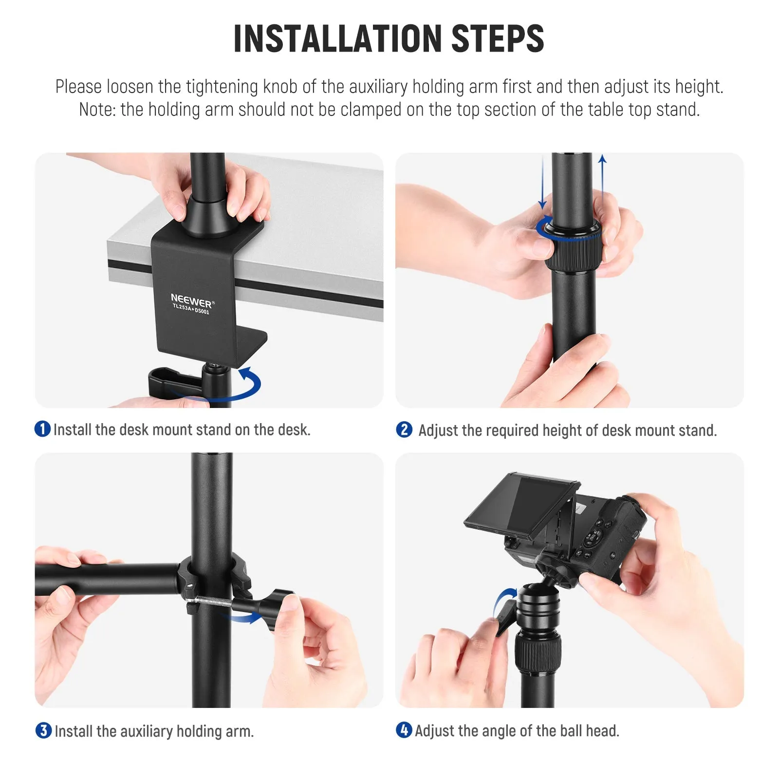 NEEWER TL253A DS001 Tabletop Overhead Camera Mount Stand
