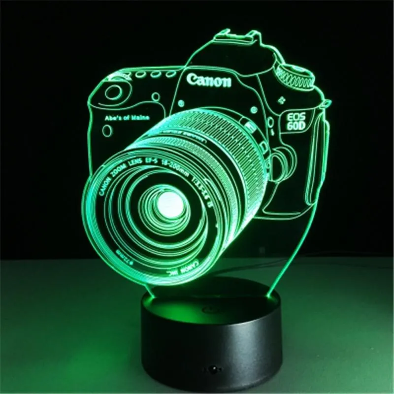 Novelty 3D Acrylic Entertainment Camera Illusion LED Decortion Lamp Usb Table Light