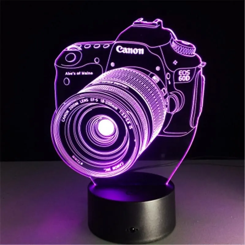 Novelty 3D Acrylic Entertainment Camera Illusion LED Decortion Lamp Usb Table Light