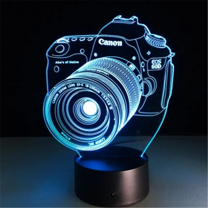 Novelty 3D Acrylic Entertainment Camera Illusion LED Decortion Lamp Usb Table Light