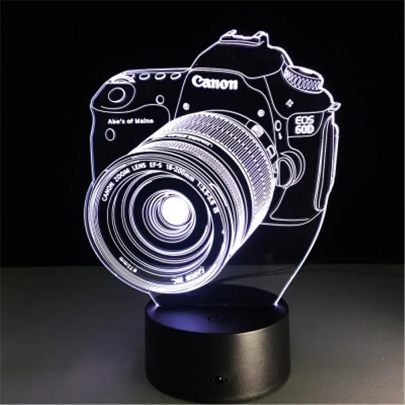 Novelty 3D Acrylic Entertainment Camera Illusion LED Decortion Lamp Usb Table Light