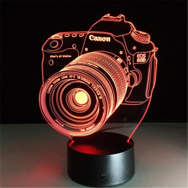 Novelty 3D Acrylic Entertainment Camera Illusion LED Decortion Lamp Usb Table Light