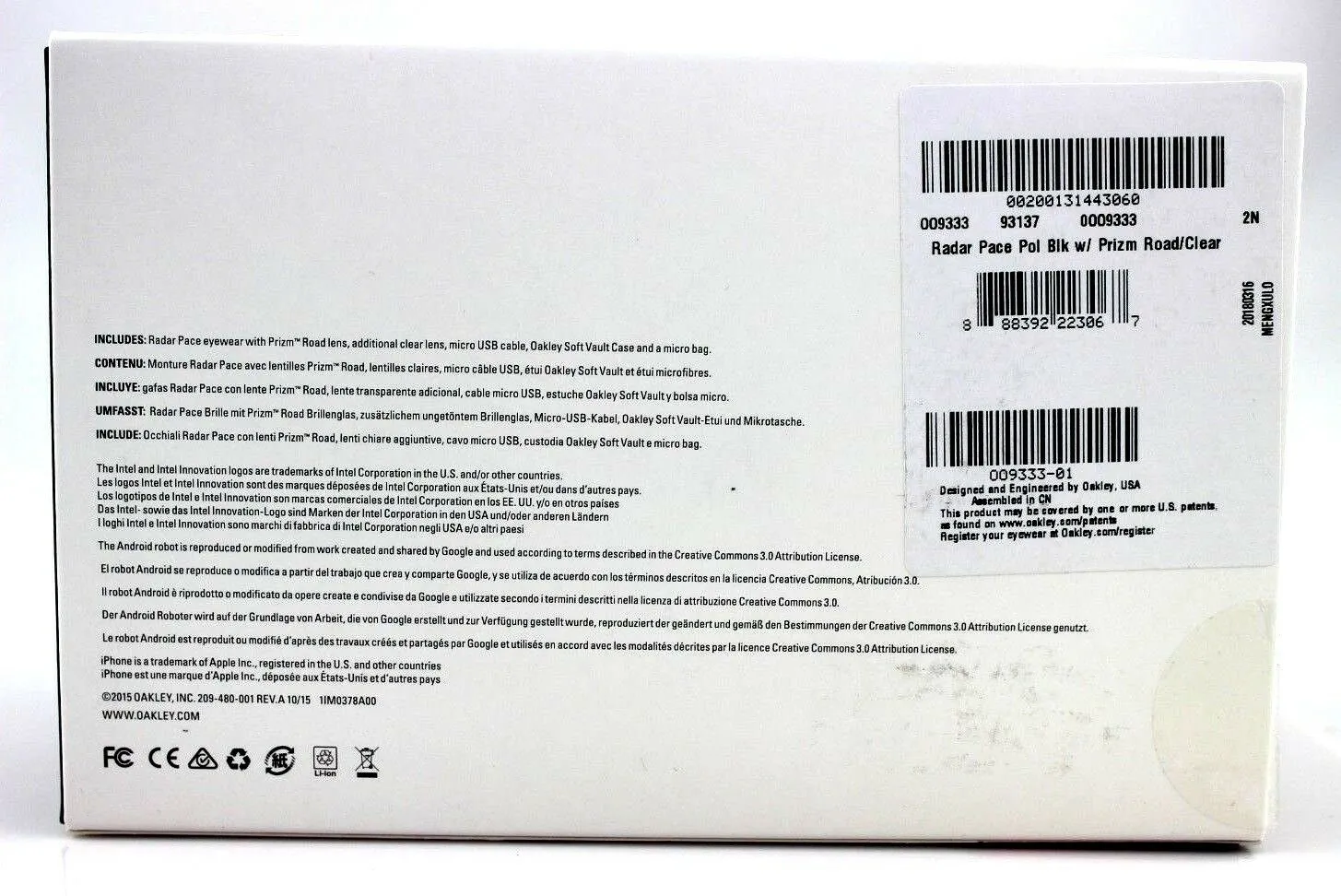 Oakley Radar Pace Unisex Bluetooth Sunglasses OO 9333-01