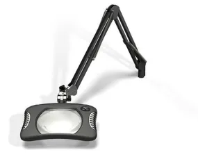 OC White 82300-4-CH Green-Lite&trade; LED Magnifier with 5.25" x 7" Rectangular, 4 Diopter Lens & Screw Base, Charcoal