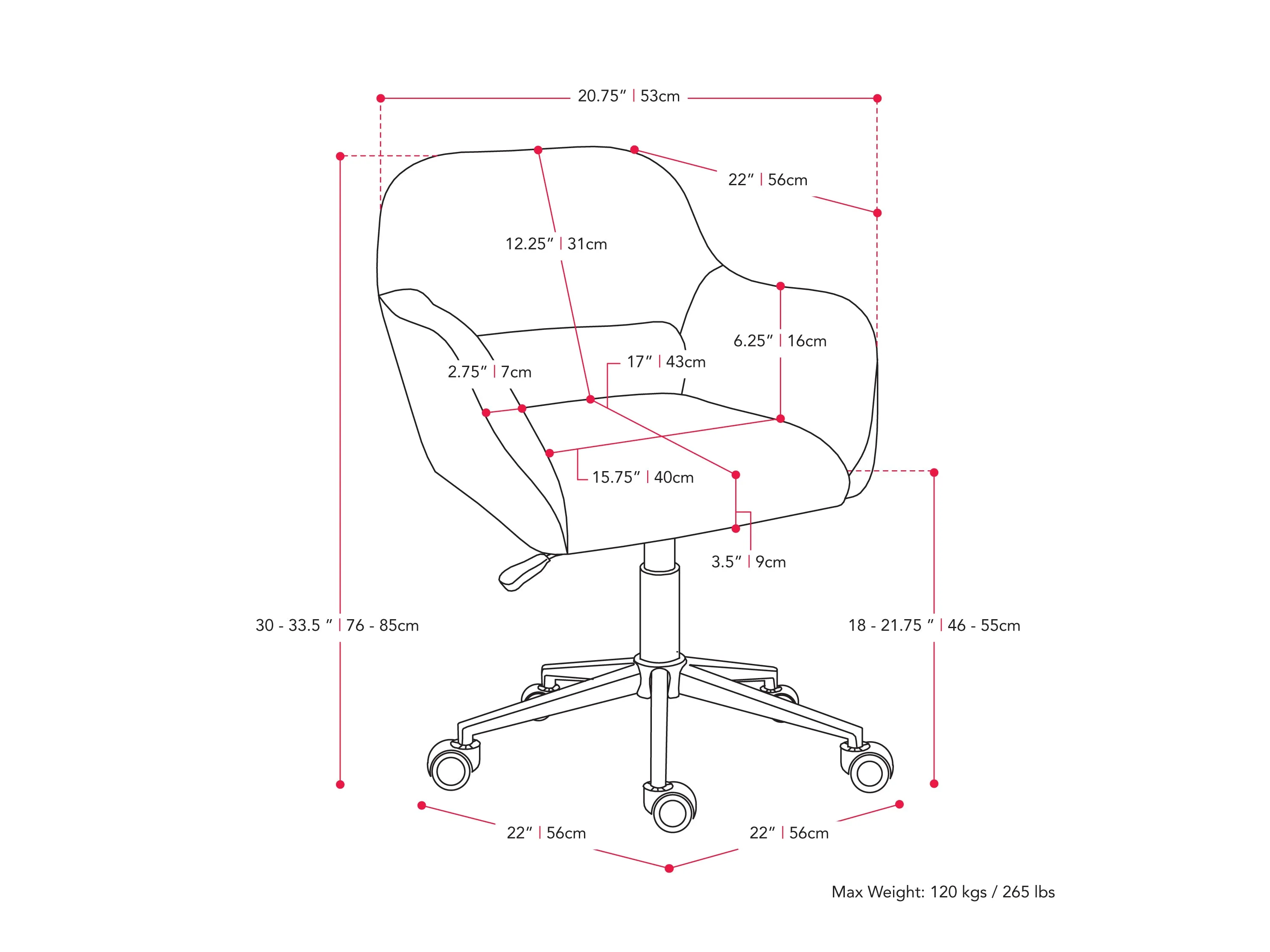 Off White Open Back Office Chair
