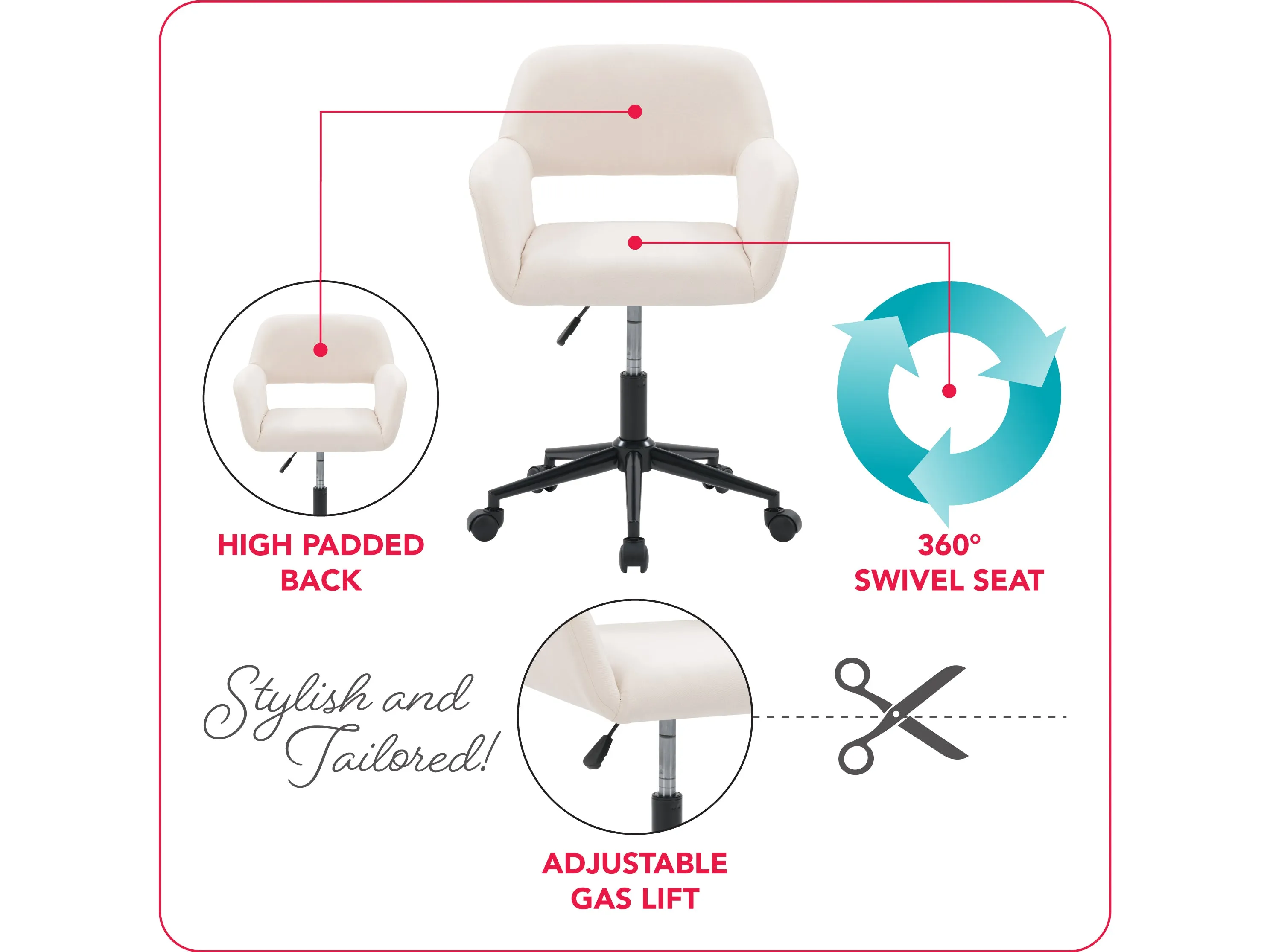 Off White Open Back Office Chair