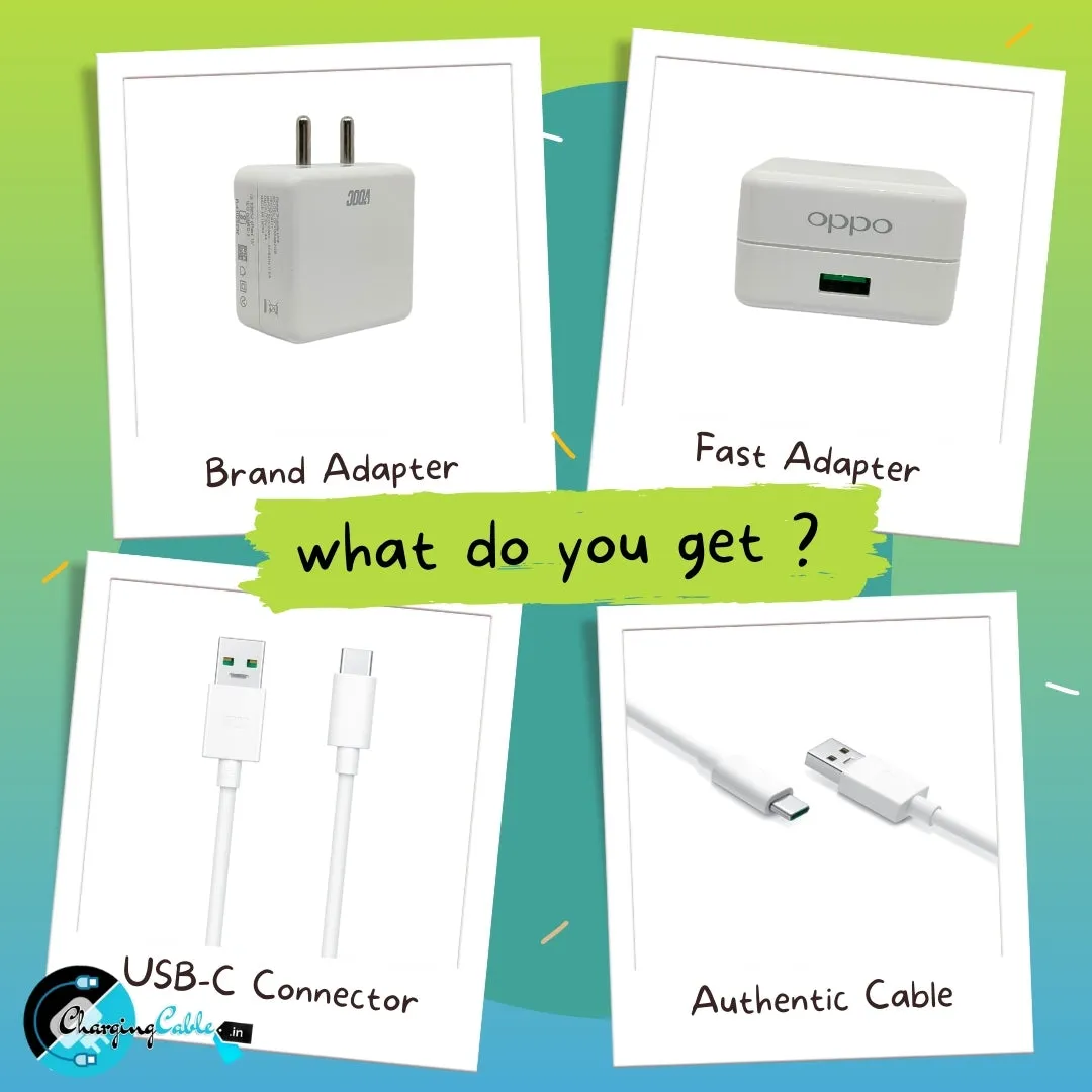 Oppo F19 Pro 4 Amp Type-C  Vooc Charger With C-Type Cable