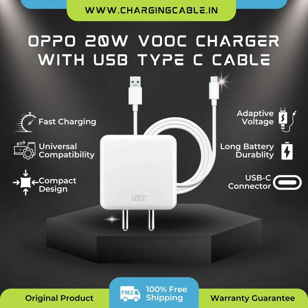 Oppo F19 Pro 4 Amp Type-C  Vooc Charger With C-Type Cable