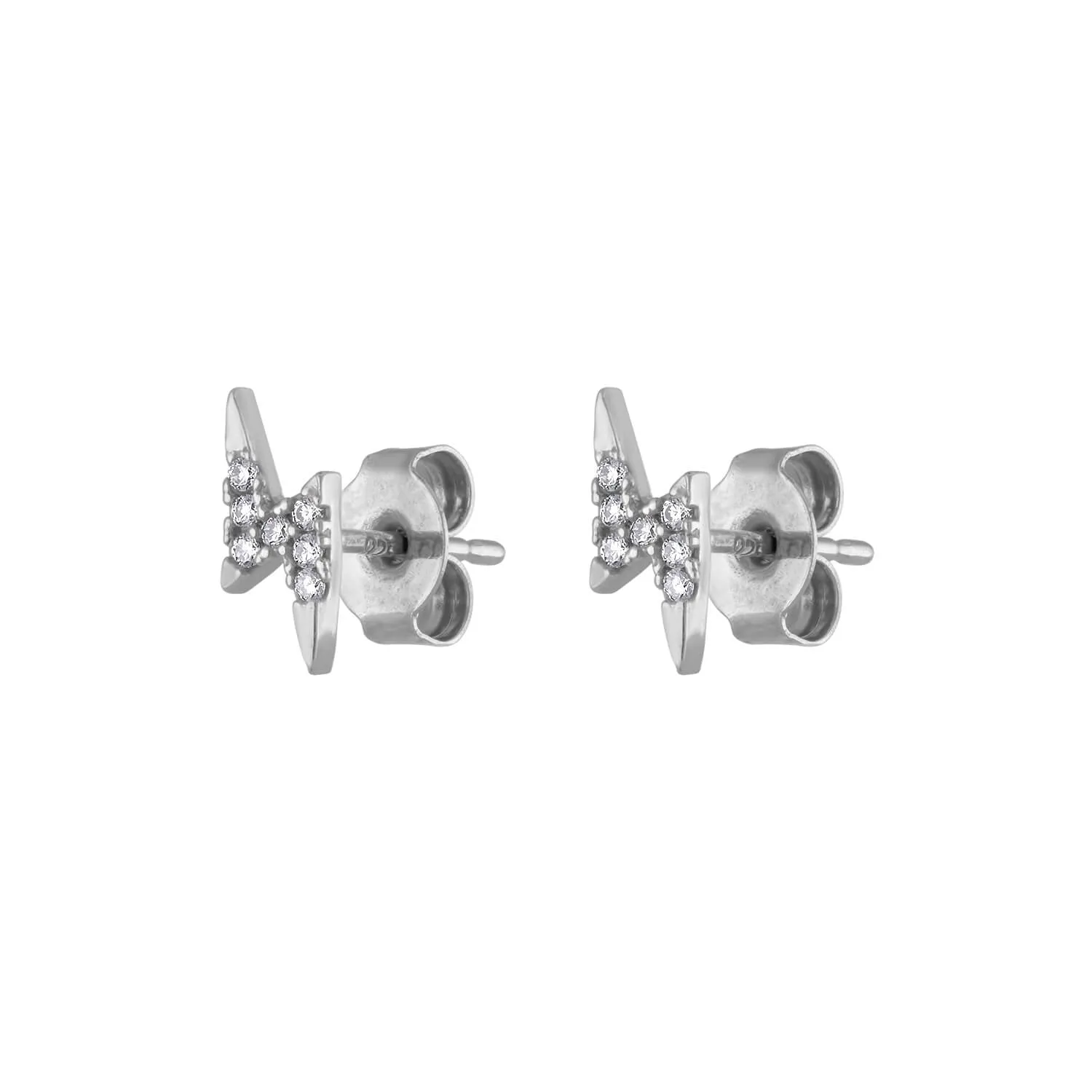 Pave Lightning Studs in Sterling Silver