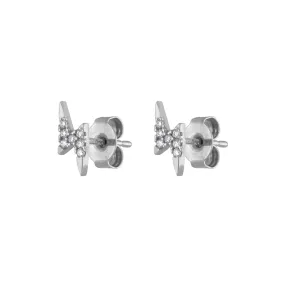 Pave Lightning Studs in Sterling Silver