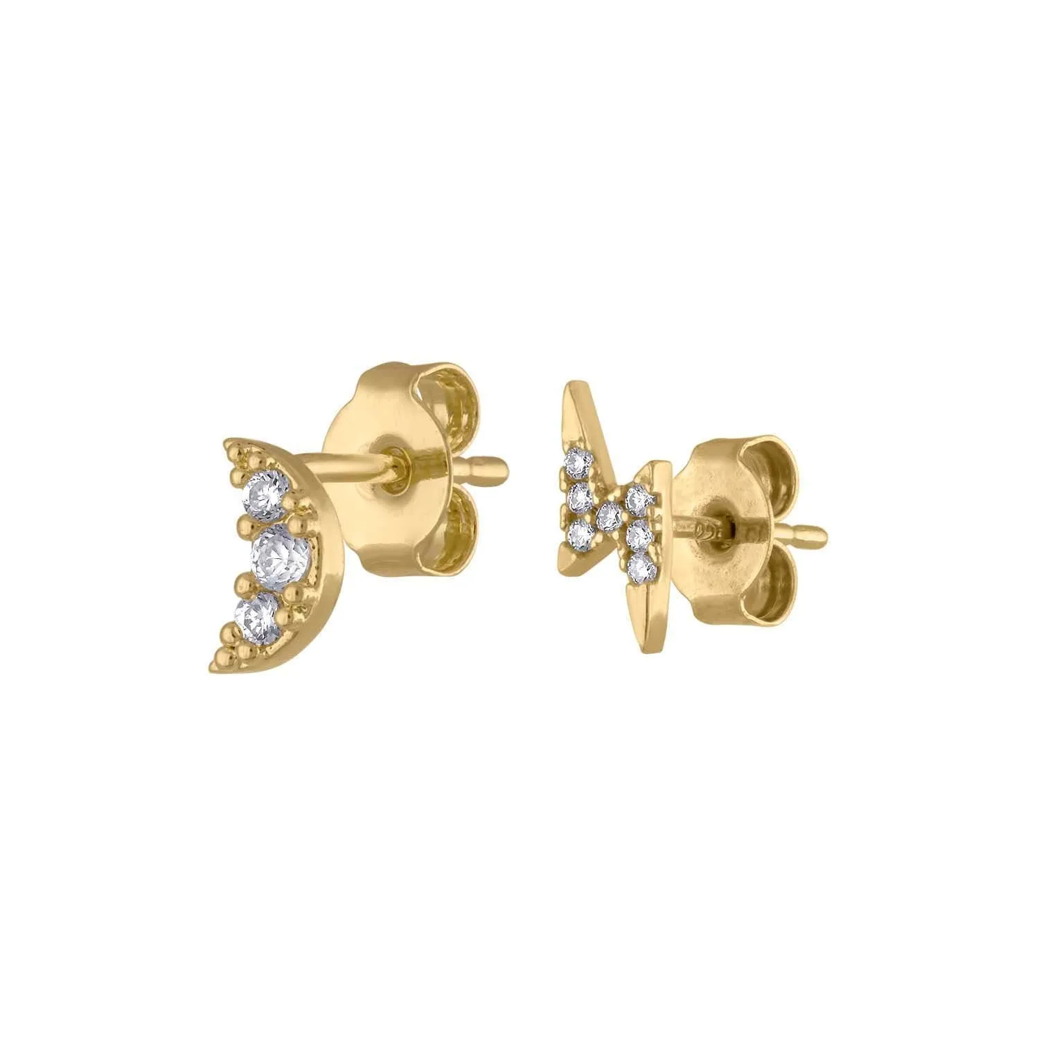 Pave Moon and Lightning Studs