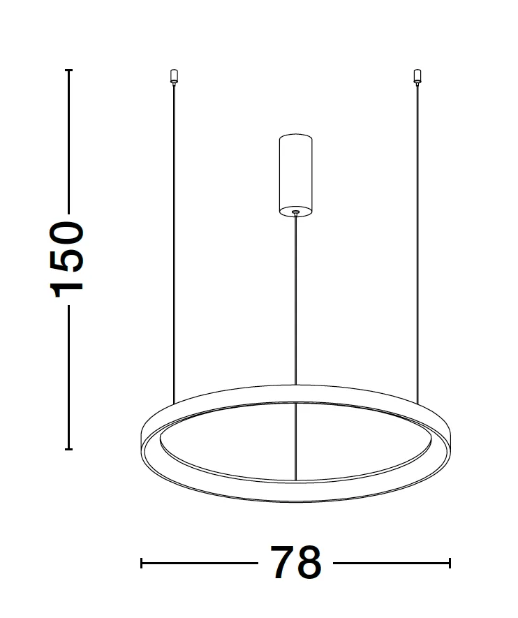 PER Dimmable Sandy Black Aluminium & Acrylic Thin Ring Pendant Large - ID 10221
