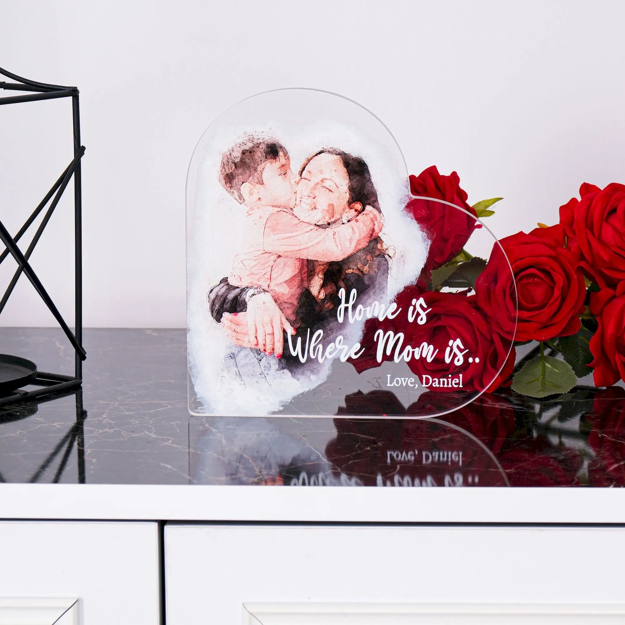 Personalized Mothers Day UV Photo Frame, Personalized Picture Frame, Mom Plaque Stand, Mother Plaque, Custom Mothers Days Gift Table Decor
