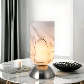 Peyton Sculptural Elegance, Metal and Glass Table Lamp - White, Glass Shade, 320mm High, PL0249