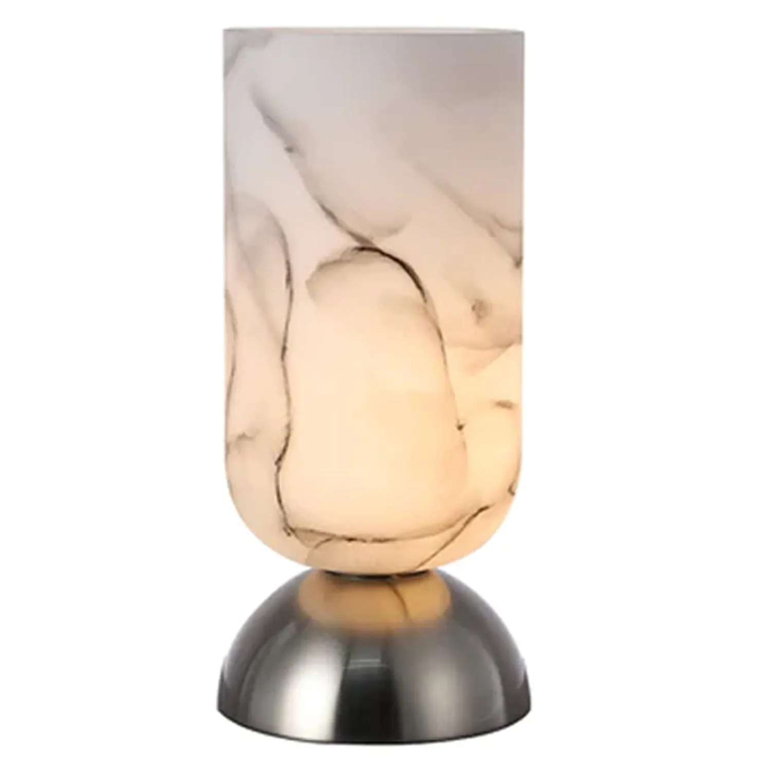 Peyton Sculptural Elegance, Metal and Glass Table Lamp - White, Glass Shade, 320mm High, PL0249