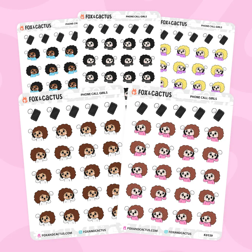 Phone Call Kawaii Girl Stickers