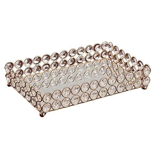 Pinakine® 3 Size - Mirrored Tray Home Decor Crystal Vanity Makeup Perfume Jewelry Tray 25x15x5cm|Home & Garden| Kitchen, Dining & Bar| Dinnerware & Serving Dishes| Trays|70024953PNKL