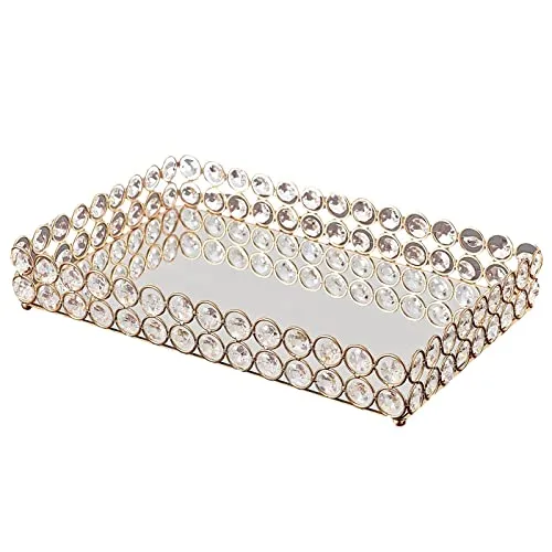 Pinakine® 3 Size - Mirrored Tray Home Decor Crystal Vanity Makeup Perfume Jewelry Tray 30x20x5cm|Home & Garden| Kitchen, Dining & Bar| Dinnerware & Serving Dishes| Trays|70024954PNKL